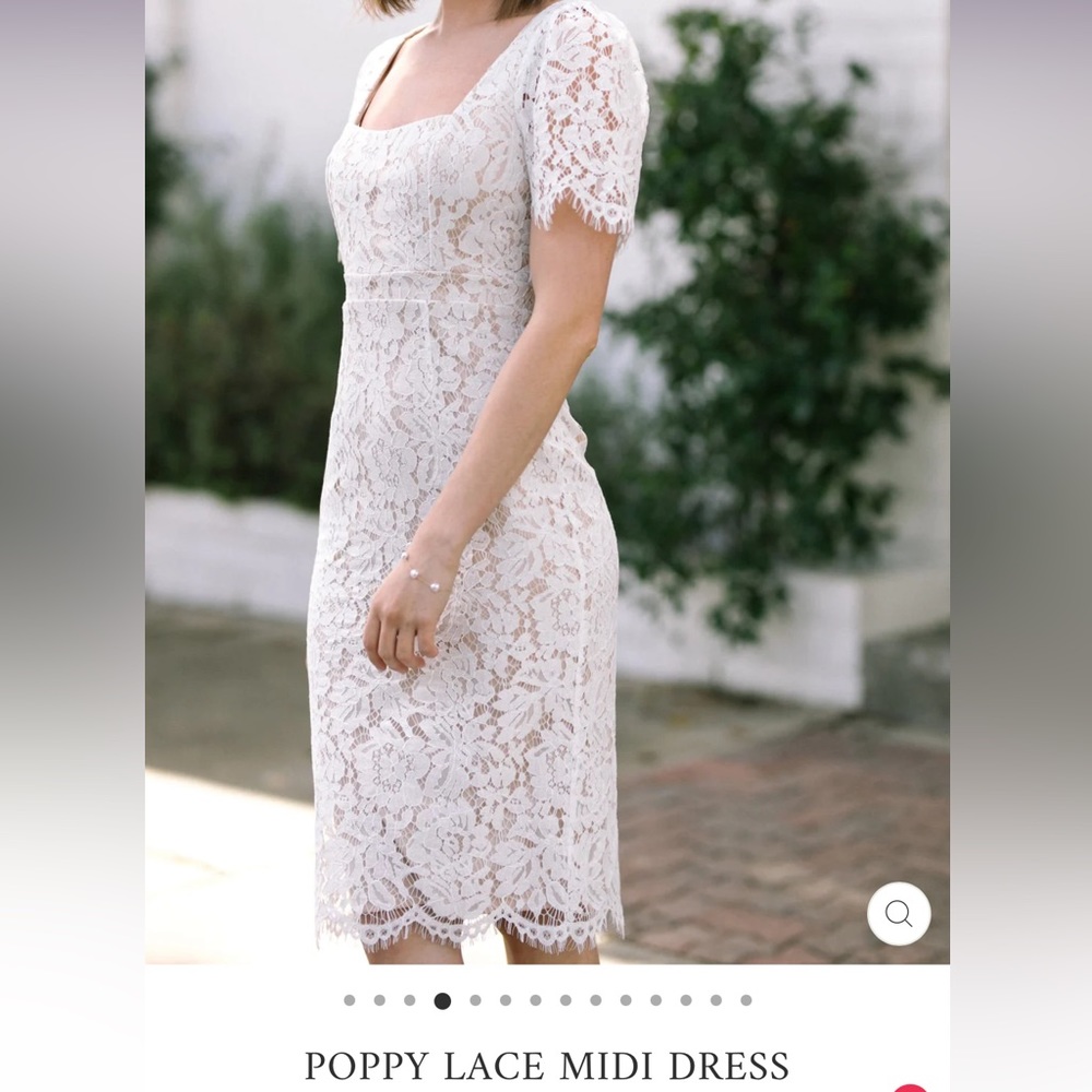 Morning Lavender white lace midi dress